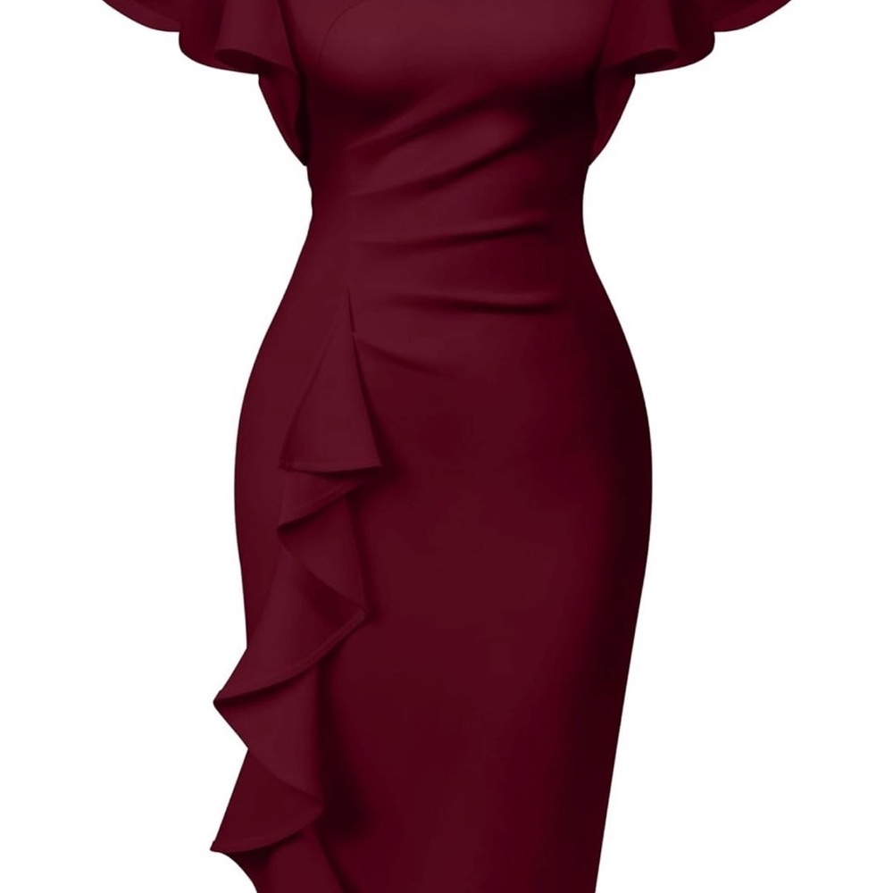 Elegant Burgundy Ruffle Dress